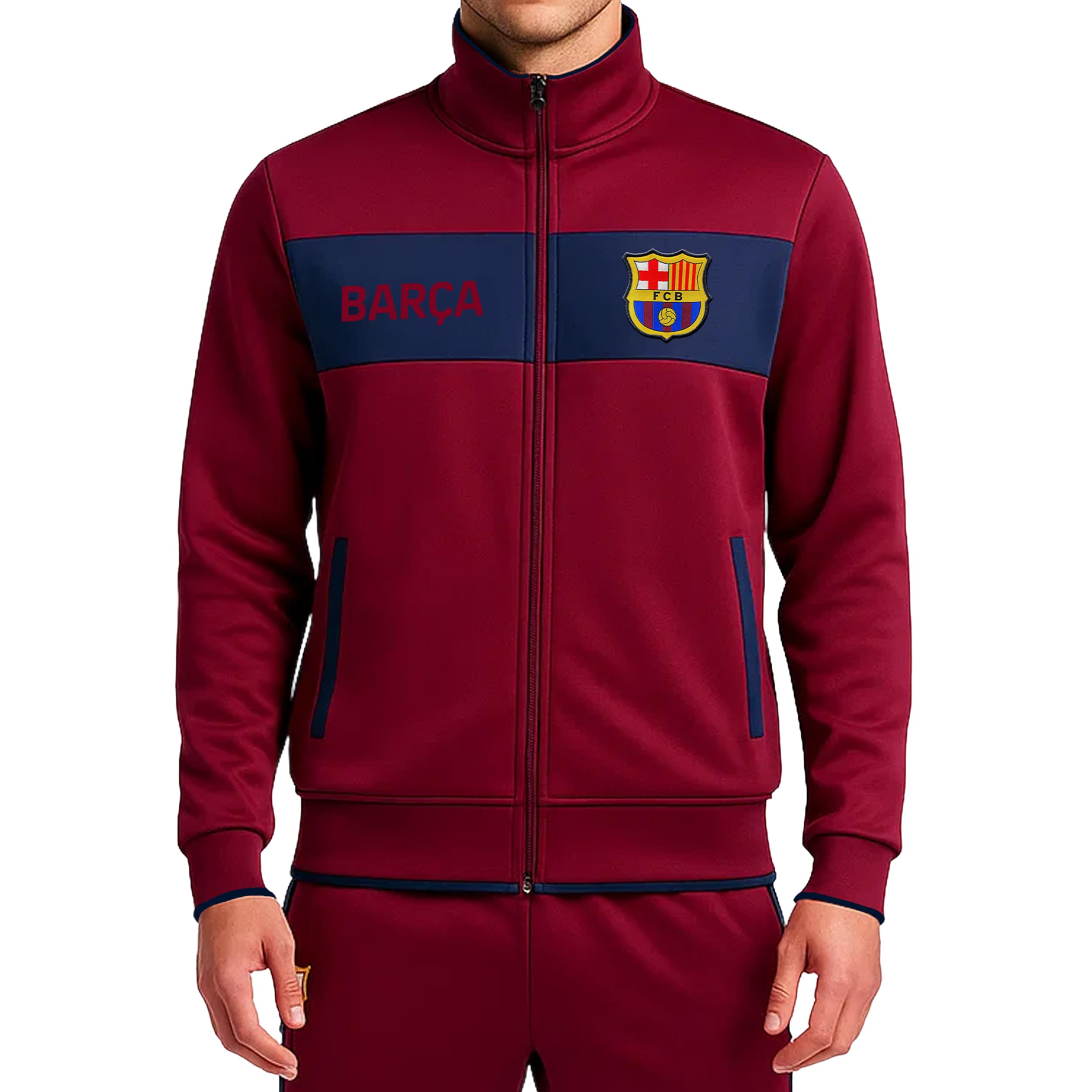 Icon Sports Officially Licensed FC Barcelona Soccer Track Jacket - Unisex Adult - FCB52TJ Wine L Image
