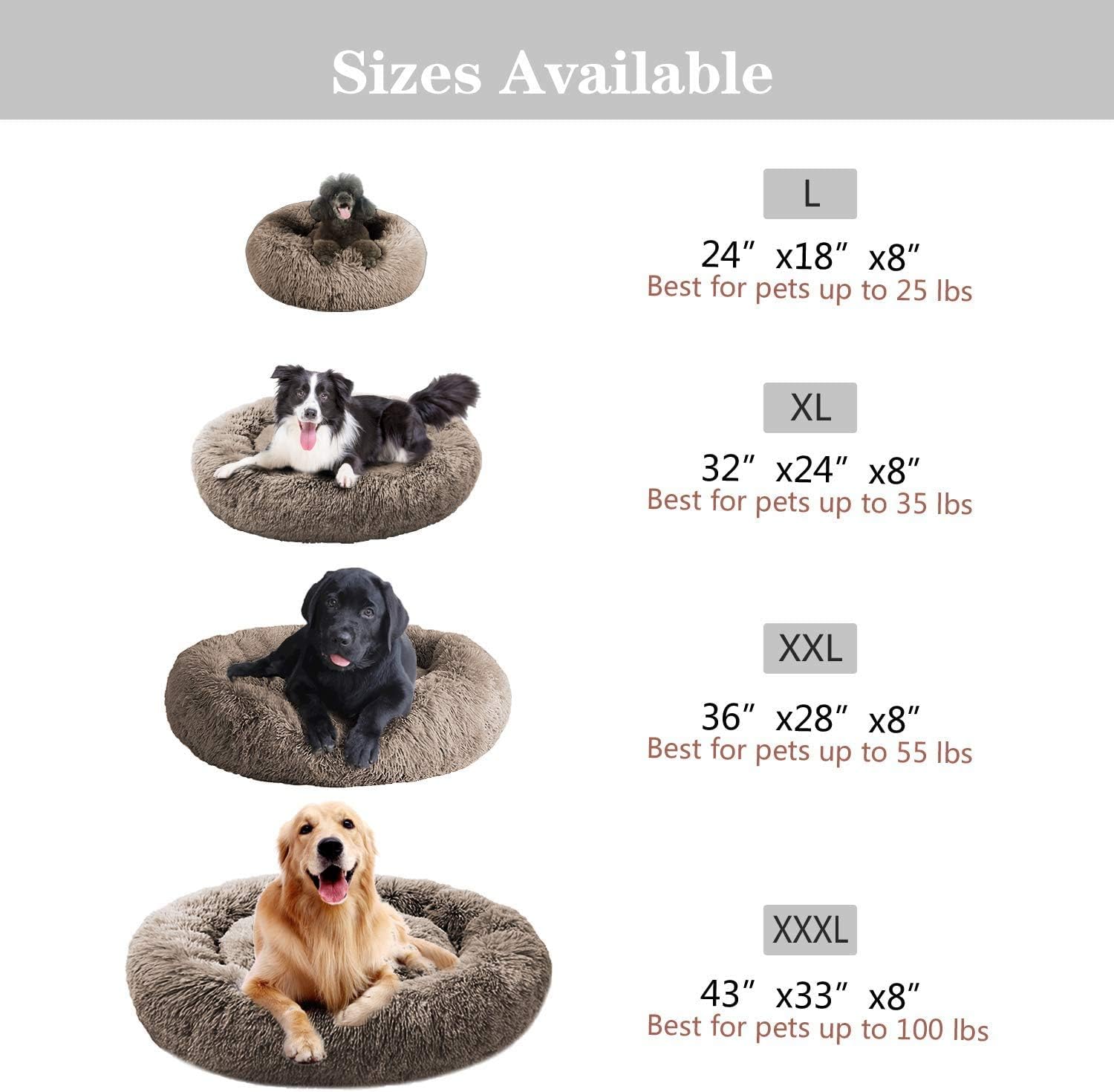 Mirkoo Calming Dog Bed, ultra soft & Warm and Comfortable Round Bed, Self-Warming and Washable, Khaki, 50 x 50 x 15 cm (L x W x H) - Image 5