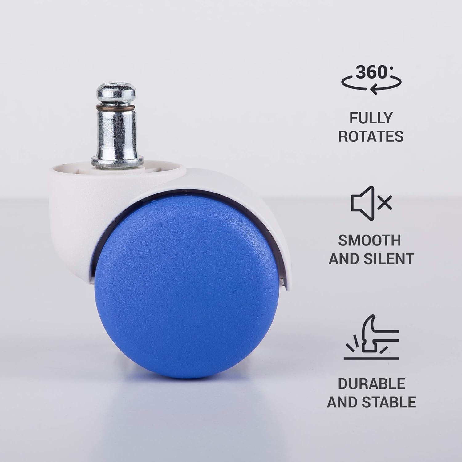 (for 1 Chair) 50 mm Chair Wheels Pastel Blue Colour Office Chair