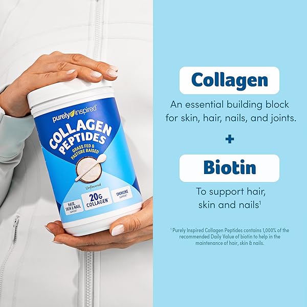 PURELY INSPIRED COLLAGEN POWDER, UNFLAVORED (20 SERVINGS) – 20G HYDROLYZED COLLAGEN PEPTIDES PROTEIN POWDER FOR WOMEN & MEN – GRASS-FED & PASTURE RAISED SUPPORTS HAIR, NAIL, SKIN, BONE & JOINT HEALTH
