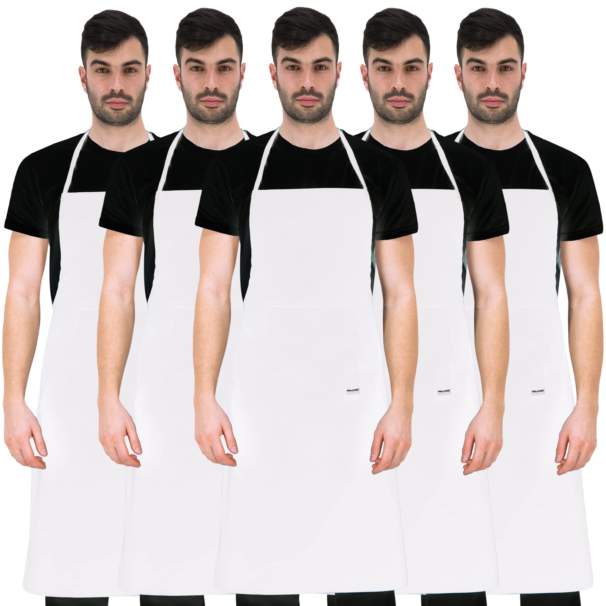 PALLTEX Borago Aprons for Men Aprons for Women Chef Apron for Cooking Crafts Painting Baking Kitchen Apron EN ISO 13688, White - 5 pieces, One Size — image 1