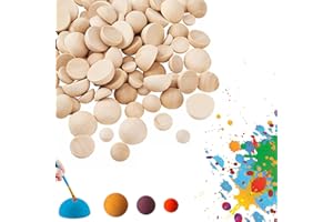 HESMARTLY 300pcs 10mm&12mm&15mm Half Wood Balls Unfinished Natural Half Ball Split Wood Balls for DIY Projects and Craft Supplies