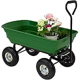 Kinsuite Garden Dump Cart Wagon Carrier Wheelbarrow Yard Tools Dumper Rugged Wide-Track Tires Utility Lawn Wagon