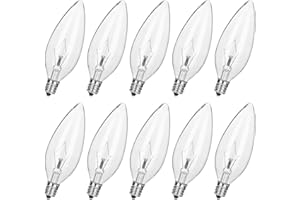 haraqi 10 Pack 60W 120V Candelabra Base E12 CTC Clear Decorative Light Bulbs,Transparent Candle Light Bulbs for Chandeliers, Ceiling Fan Lights, Pendants, Fireplace Appliance Light Bulb