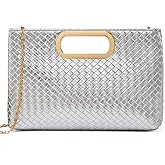 DETARA Woven Evening Bag Clutch Purses for Women Fashion PU Leather Crossbody Purse for Wedding Party and Prom