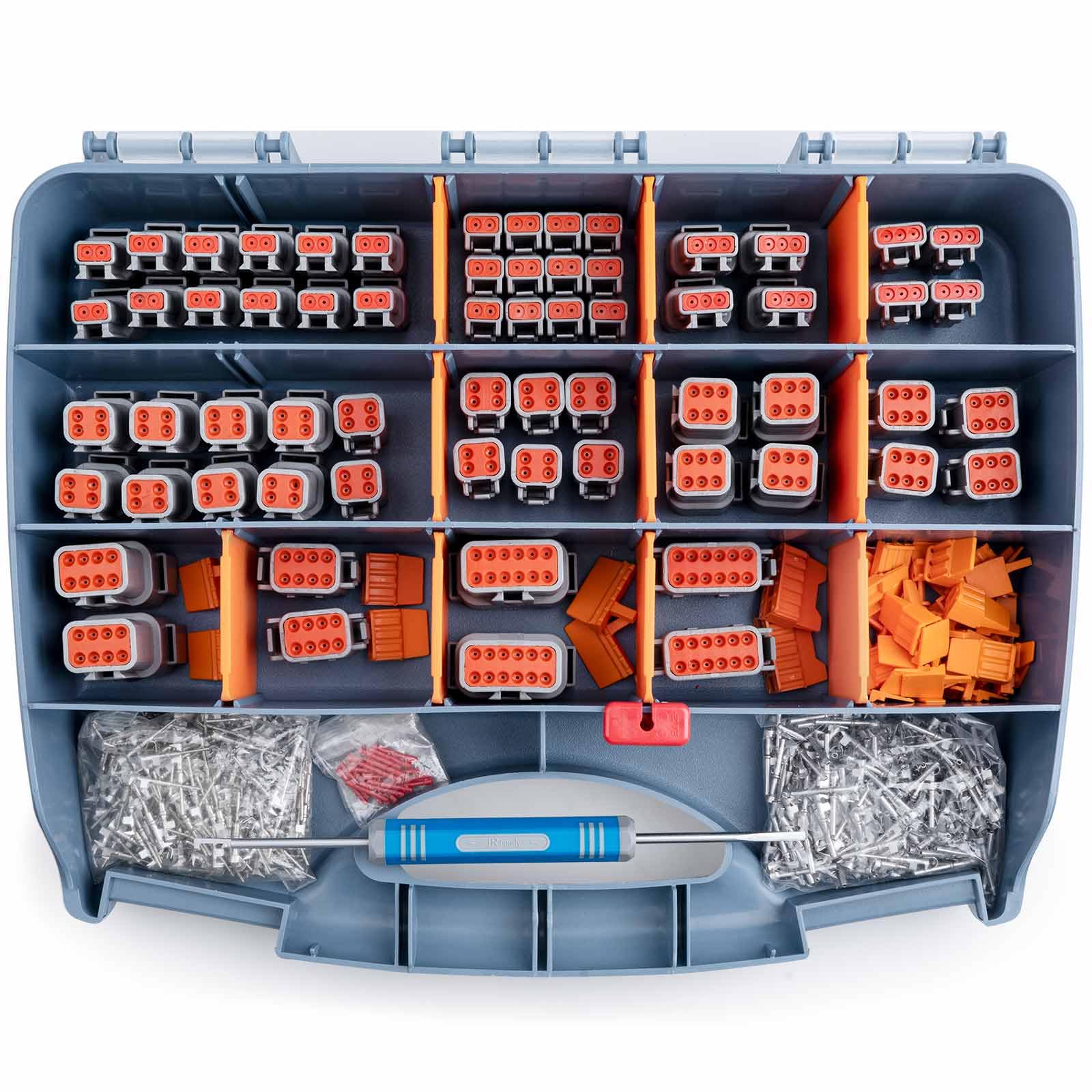 Photo 1 of JRready ST6331 Deutsch Connector Kit, 2 3 4 6 8 12 Pin Waterproof DTM Connectors,Size 20 Stamped Contacts (16-22 AWG),Seal Plugs,Deutsch Removal Tool,Automotive Connectors Kit for Marine,Motorcycle