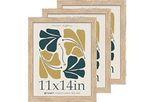 TENIBYC 11x14 Oak Picture Frame 3 Pack with HD Glass, Natural Wood Poster Frame, Wall Gallery Frame