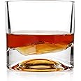 LIITON Rocky Mountains Heavy Crystal Whiskey Glasses Gift Set of 2, Thick Freezable Bourbon Glass 1lb Each, Premium Whiskey Gifts for Men, Frozen Crystal Chills Cocktails, 10 oz