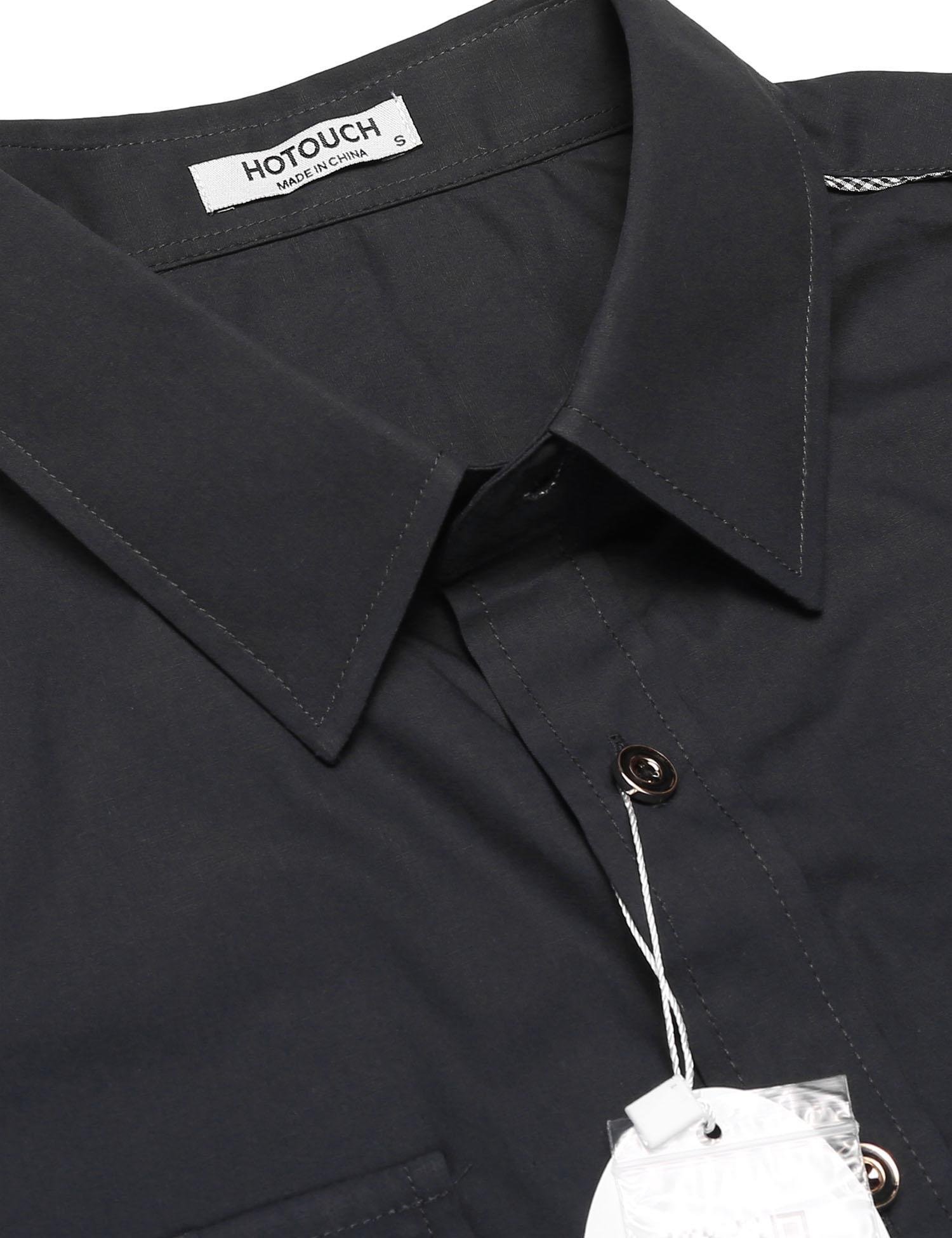 HOTOUCH Men\'s Fitted Button Up Long Sleeve Dress Shirt For Men,Dark Gray,Large