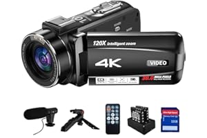 MAKENJU 4K 30MP Video Camera Camcorder 10X Optical 120X Intelligent Zoom, Auto Focus Vlogging Camera 3.0" IPS Touch Screen Digital Camera with Microphone, Remote Control, 32G SD Card, 2 Batteries, Tripod