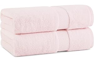 Aston & Arden Egyptian Bath Towels - Pack of 2 - Oversized Ultra Soft Thick & Absorbent, 100% Ringspun Egyptian Cotton Bathroom Towel for Spa, Hotel, 600 GSM, 30 x 54 in, Pink