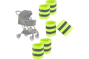 6 Pcs Reflective Bands Strip for Strollers, High Visibility Elastic Safety Reflective Tape Identifier Baby Stroller Lights fo