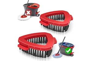 NEWE Scrubber Mop Head, 2 Pcs Scrub Brush Attachments for Vileda EasyWring 2 Tank System, Triangle Spin Mop Hard Bristles Cle