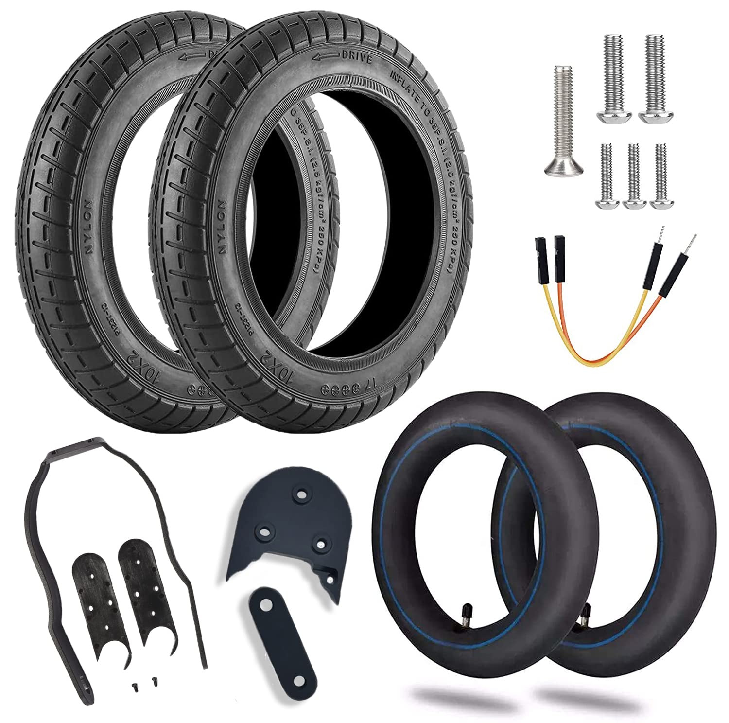 HORO.ES Electric Scooter Reinforced 10-Inch Tyre Kit with Air Tubes and 3D Spacer for Xiaomi M365/PRO (WBLACK V2)