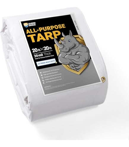 thumbnail image 2 of Heavy Duty White Tarp 20x20 Feet - 16mil Waterproof Poly Cover With Grommets 2 of 4