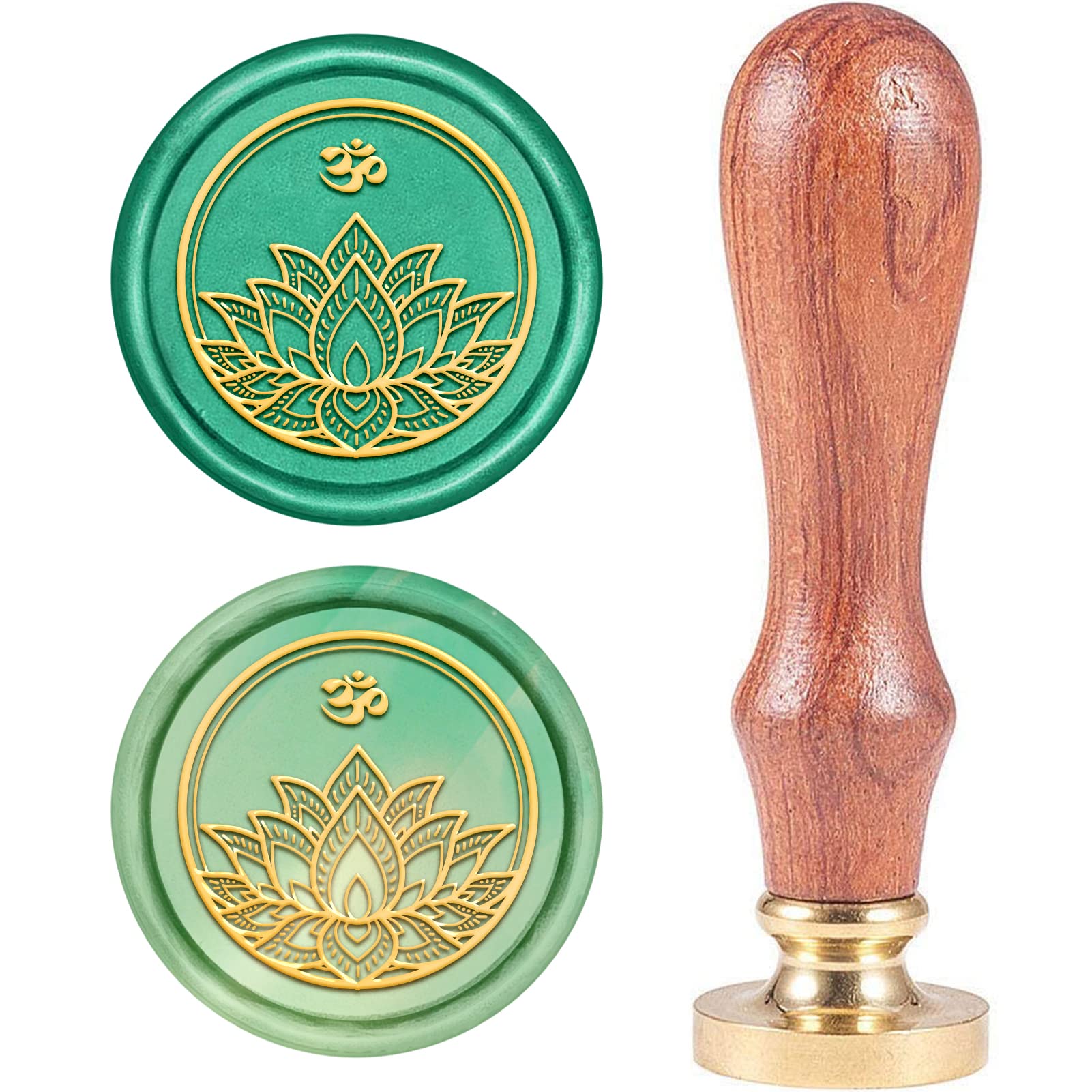 CRASPIRE Flower Wax Seal Stamp, Flower Sealing Wax Stamps Retro Wood Stamp Wax Seal 25mm Removable Brass Seal Wood Handle for Envelope Invitation Wedding Embellishment Bottle Decoration Gift Card