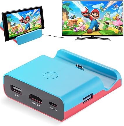 Amazon Co Jp Switch充電器スタンド Switch ドック Tv出力 切り替え 直接にtv出力 小型 アダプター 最新システム対応 Tvモード テーブルモード 4k 1080解像度 Usb3 0 持ち運び便利 放熱対策 Nintendo Switch充電スタンド 青 家電 カメラ