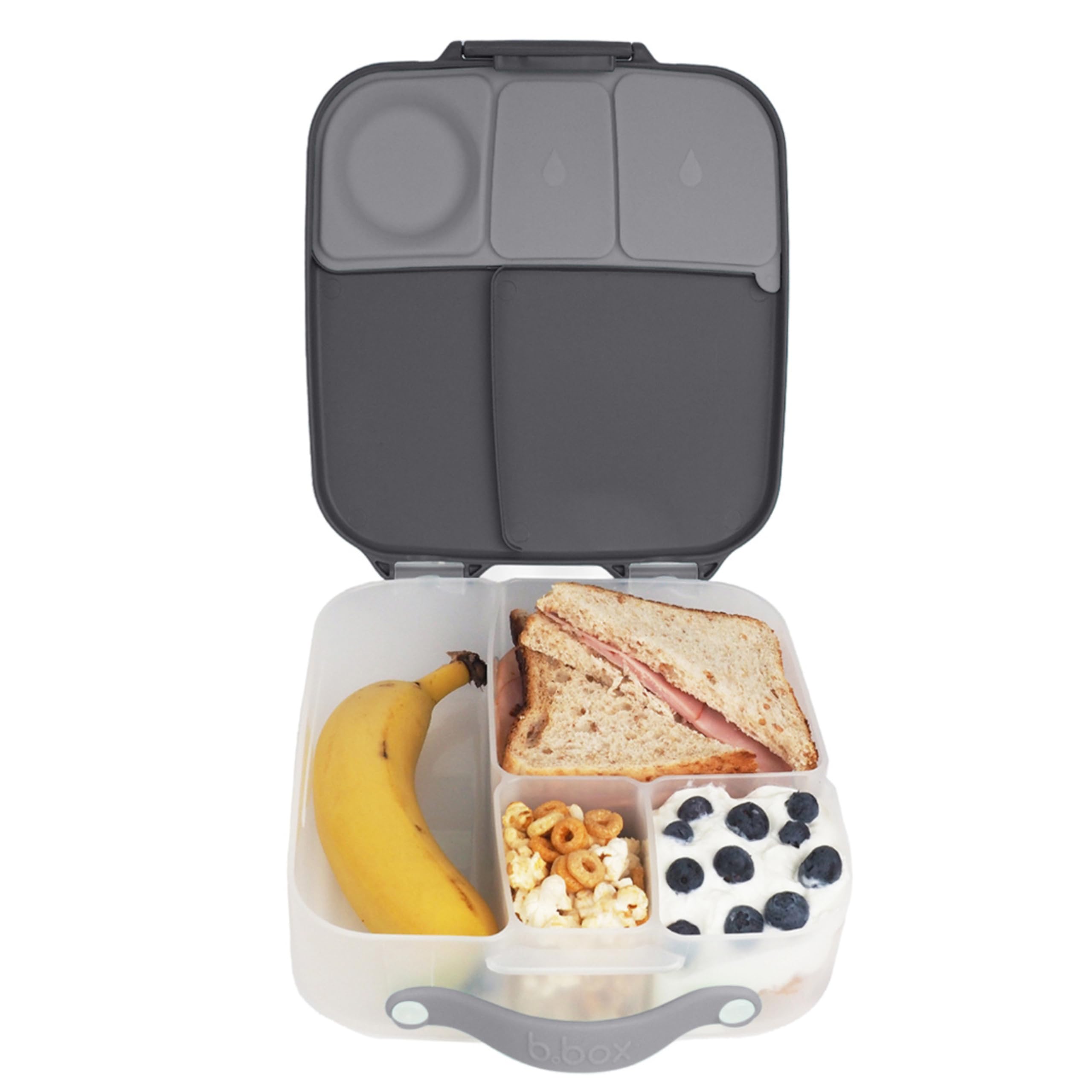 b.box Lunchbox | Large Bento Box with 4 Compartments (2 Leakproof), Removable Divider, Gel Cold Pack | Ideal for School | from 3+ | 2L Capacity