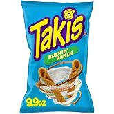 Takis Buckin' Ranch Rolled Tortilla Chips, 9.9oz Bag | Non-Spicy Creamy Ranch Seasoning Flavor, Corn Snack Chips, Individual Bags, Sharing Size