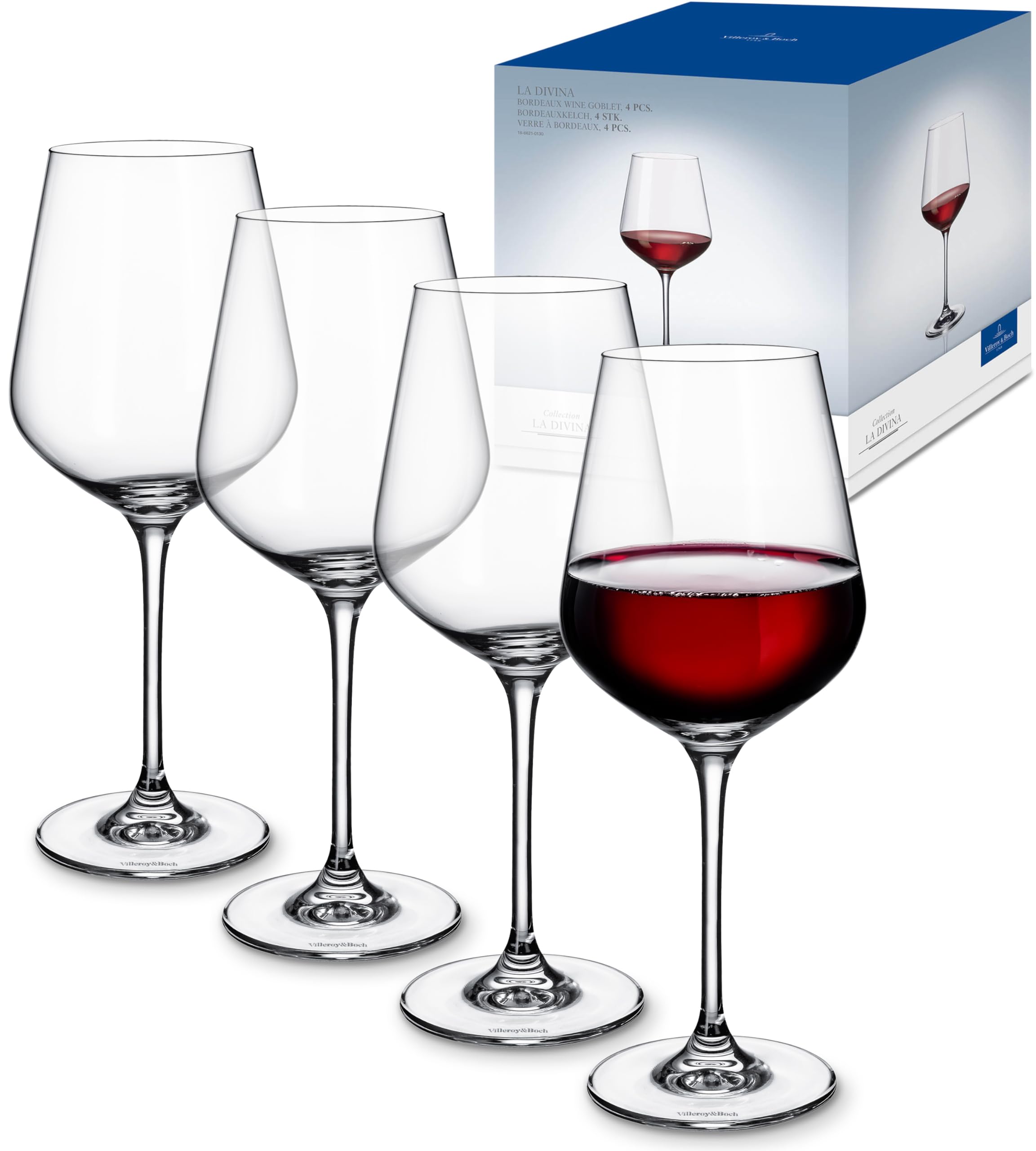 Villeroy & Boch La Divina red Wine Glass Set, 650 ml, 4 Pieces, Crystal Glass, Clear — image 1