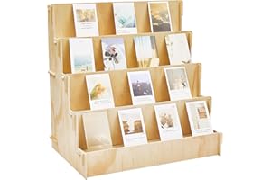 Barydat Wooden Card Display Stand Stationary Organizer Sticker Stand for Vendor Crafts Greeting Card Organizer Rack Retail Display Holder(23.23 x 14.96 x 22.44 Inch (4 Tier),Wood)