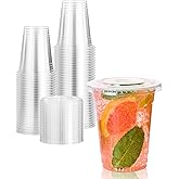 Vplus 200 Pack 12 OZ PET Clear Plastic Cups with Lids, 12 OZ Crystal Cold Disposable Drinking Plastic Cups with Flat Lids, Perfect for Ice Coffee, Smoothie, Juice