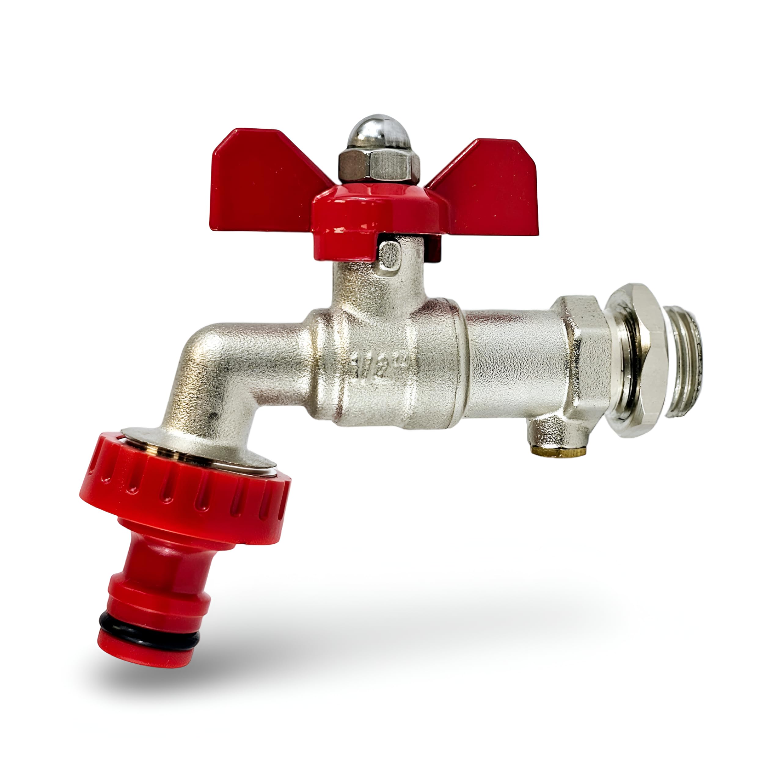 Wärmer System Outside Garden Tap with Check Valve, 1/2 inch Garden Tap, Double Outlet Tap (Butterfly Garden Tap with Hose Connector)