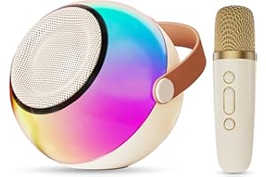 JYX Mini Karaoke Machine, Portable Bluetooth Karaoke Speaker with 2 Wireless Microphones and Party Lights for Kids and Adults