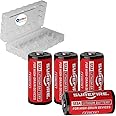 4 Pack Surefire CR123A Lithium Battery 3v with LightJunction Battery Case