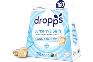 Dropps Sensitive Skin Laundry Detergent Pods, Unscented (160 Pods) - Dermatologist Tested Laundry Pods - HE Compatible Laundry Supplies for Clean Clothes, Vegan & Dye-Free