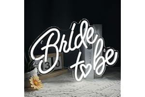 BERNICEKELLY Bride to be Neon Sign, White LED Neon Light Signs USB Wedding Light Signs for Bridal Shower Bachelorette Engagement Party Gifts Backdrop