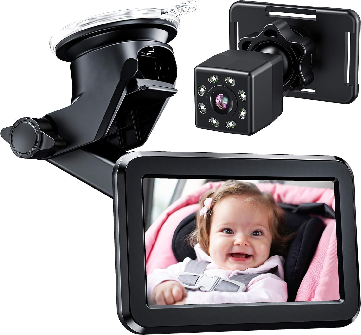 Photo 1 of Itomoro Baby Car Mirror, Back Seat Baby Car Camera with HD Night Vision Function Display, Reusable Sucker Bracket, Wide View, 12V Cigarette Lighter, Easily Observe The Baby’s Move