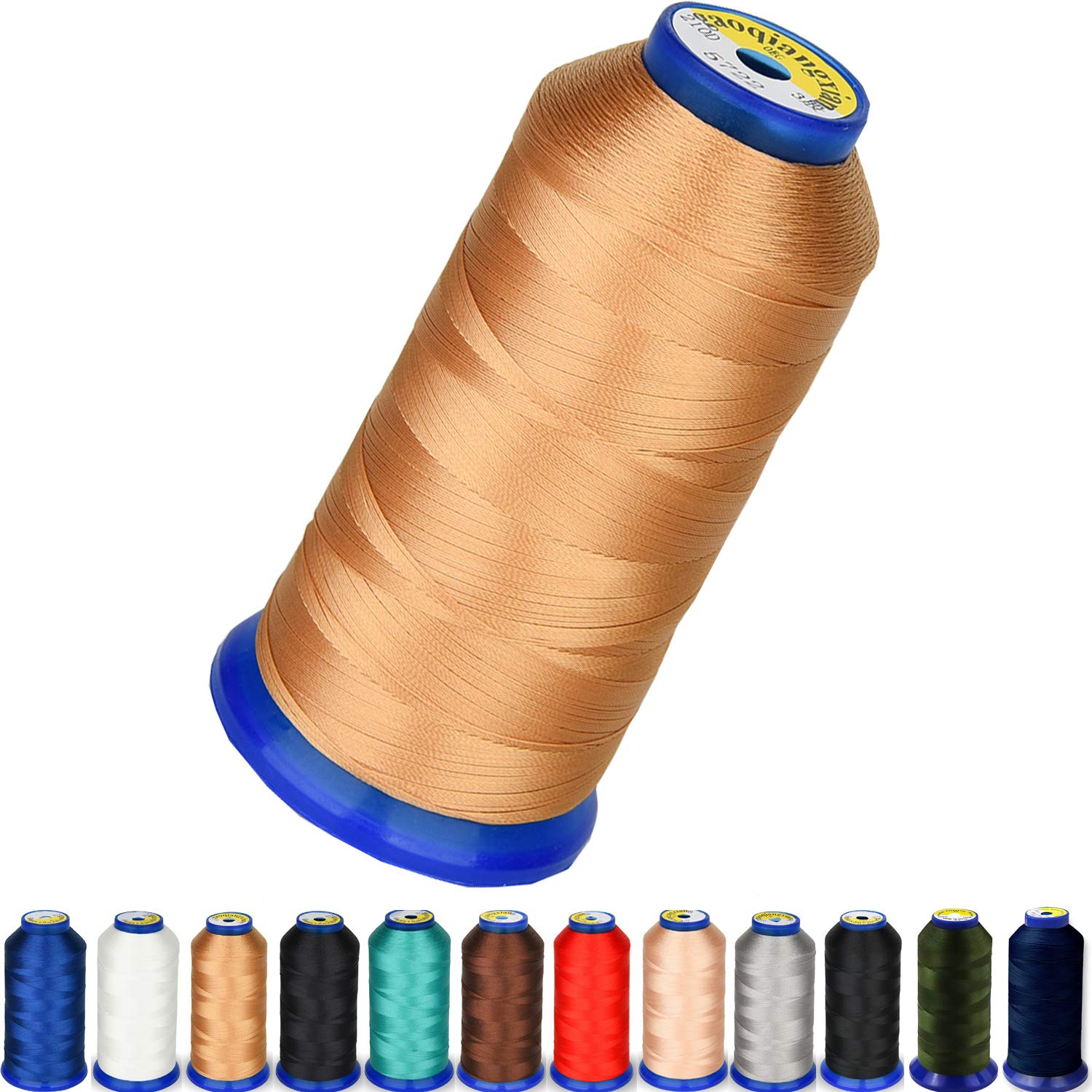 Heavy Duty Thread 1800 Yards Size T70#69 210D/3 All Purpose High Strength Polyester Sewing Thread for Weaves, Upholstery, Jeans and Weaving Hair, Drapery, Beading, Purses, Leather (Tan)