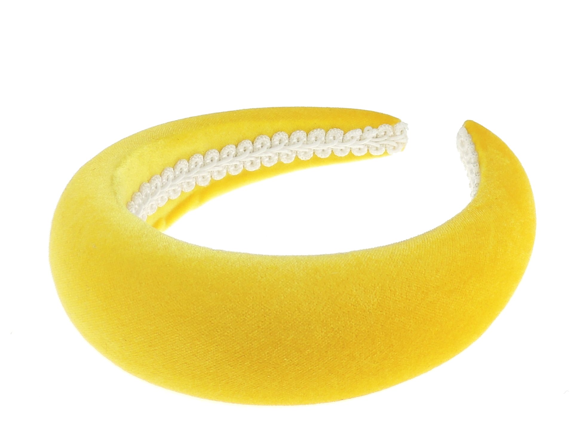 Womens Occasion Wedding Bridal Party Birthday Christmas Evening Wide Thick High Bump Padded Matador Velvet Velour Hair Hairband Headband Alice Band (Yellow, One Size)