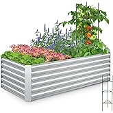 Quictent Galvanized Raised Garden Bed Metal Planter Box Bottomless for Backyard Outdoor, 4x3x1 Ft 2PCS, Silver