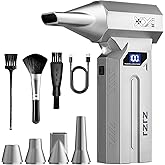 ZJZJ Compressed Air Duster, 150000RPM Powerful Electric Air Duster, 4-Gears Adjustable Cordless Air Blower with LED Light, Rechargeable Dust Blower for Computer, Keyboard, Outdoor, Home and Car