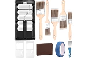 Mckanti Paint Roller Brush Kit for Walls, Painting Supplies Includes Paint Rollers with Tray, Wall Paint Brushes, Painter’s Tape, Sanding Block and Scraper for House Painting and Home Interior