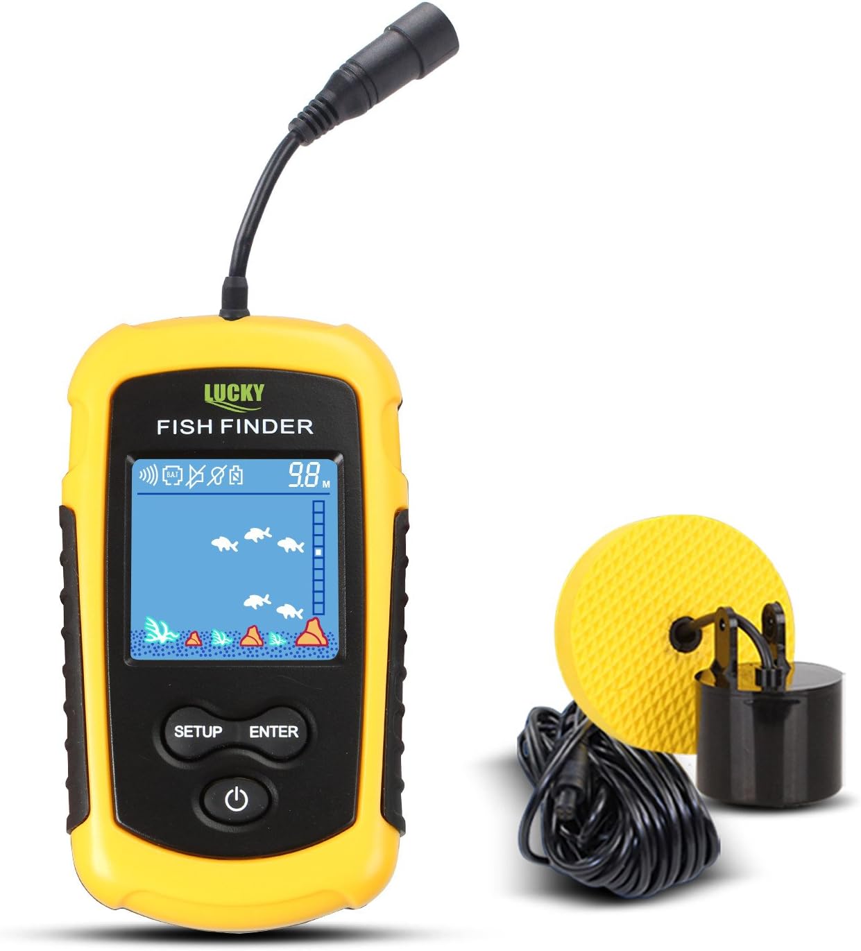 CHSEEA Portable Fish Finder With Wired Sonar Sensor Transducer, LCD Display Alarm Fishfinder for Boats Lake Sea Shore and Ice Fishing #2