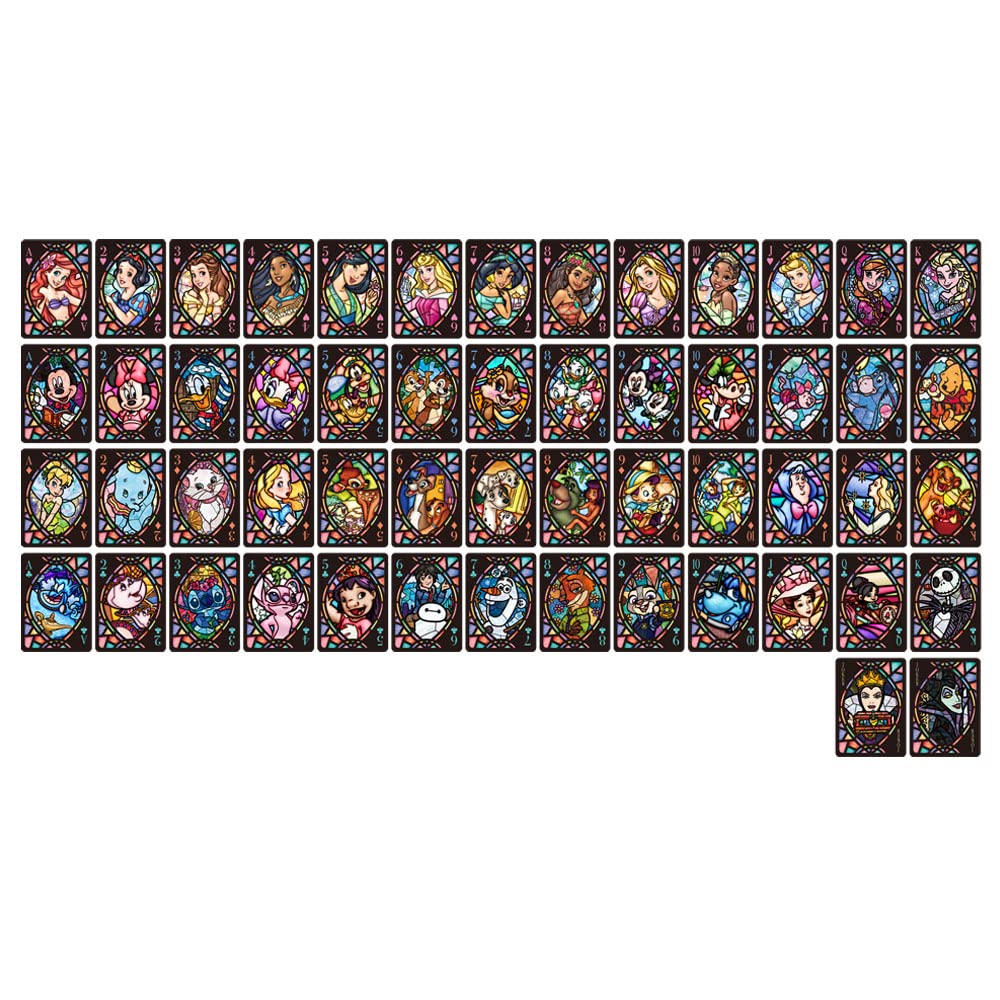 テンヨー(Tenyo) ディズニーキャラクターステンドグラストランプ 光が透ける 透光 ステンドグラス調 54枚すべてが異なるキャラクター PVC素材商品画像