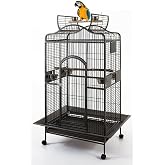 2 Color, Extra Large Wrought Iron Dome Top for Macaw Goffin's Cockatoo Cockatiels African Grey Amazon Parrots Green Cheek Conures Caique Bird Cage with Rolling Stand (Black-Vein)