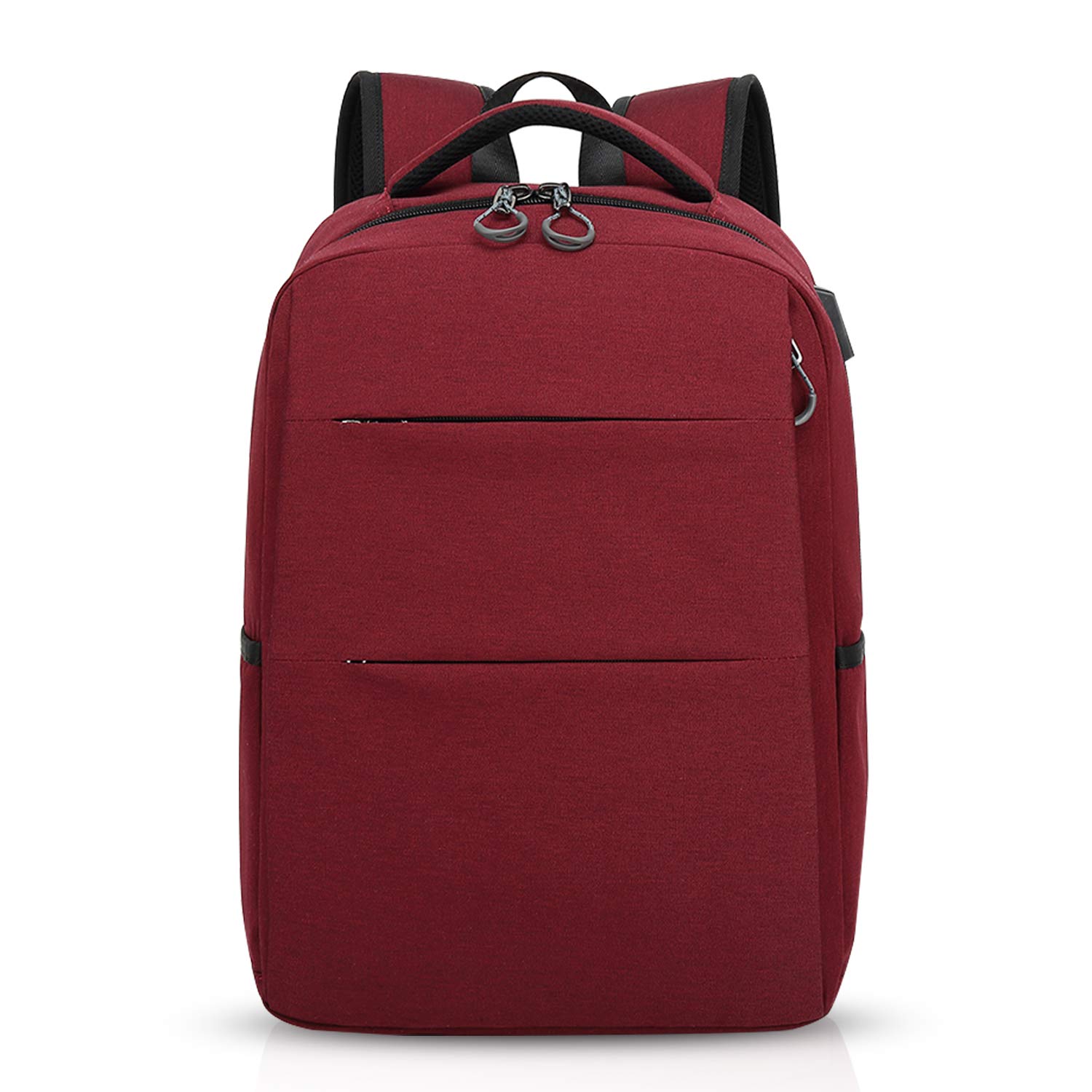FANDARE 15.6 inch Laptop Backpack Slim Travel with USB Charging Port Rucksack Waterproof Men/Women Outdoor Travel Camping College School Daypack Polyester(Red)