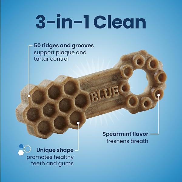 BLUE BUFFALO MEDIUM DENTAL CHEWS FOR DOGS, DAILY DENTAL CARE DOG TREATS MADE IN THE USA WITH NATURAL INGREDIENTS, CHICKEN & SPEARMINT (14 COUNT)
