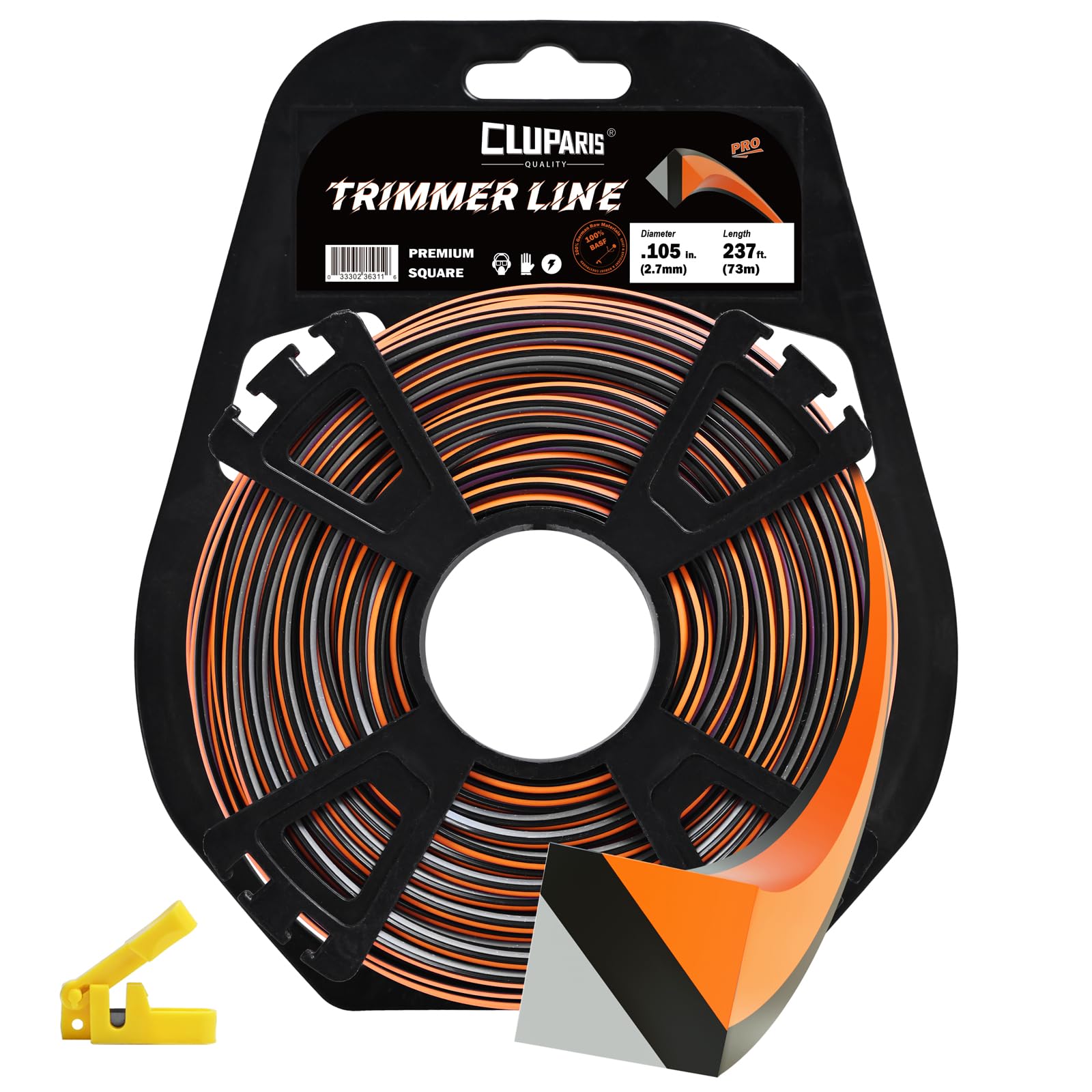 Photo 1 of Cluparis 237-Feet Super Heavy Duty Trimmer Line .105-Inch-by-1-Pound Square Pro Trimmer Line Bulk 3-Component Tri-Extrusion Weed Eater String with Super Line Cutter