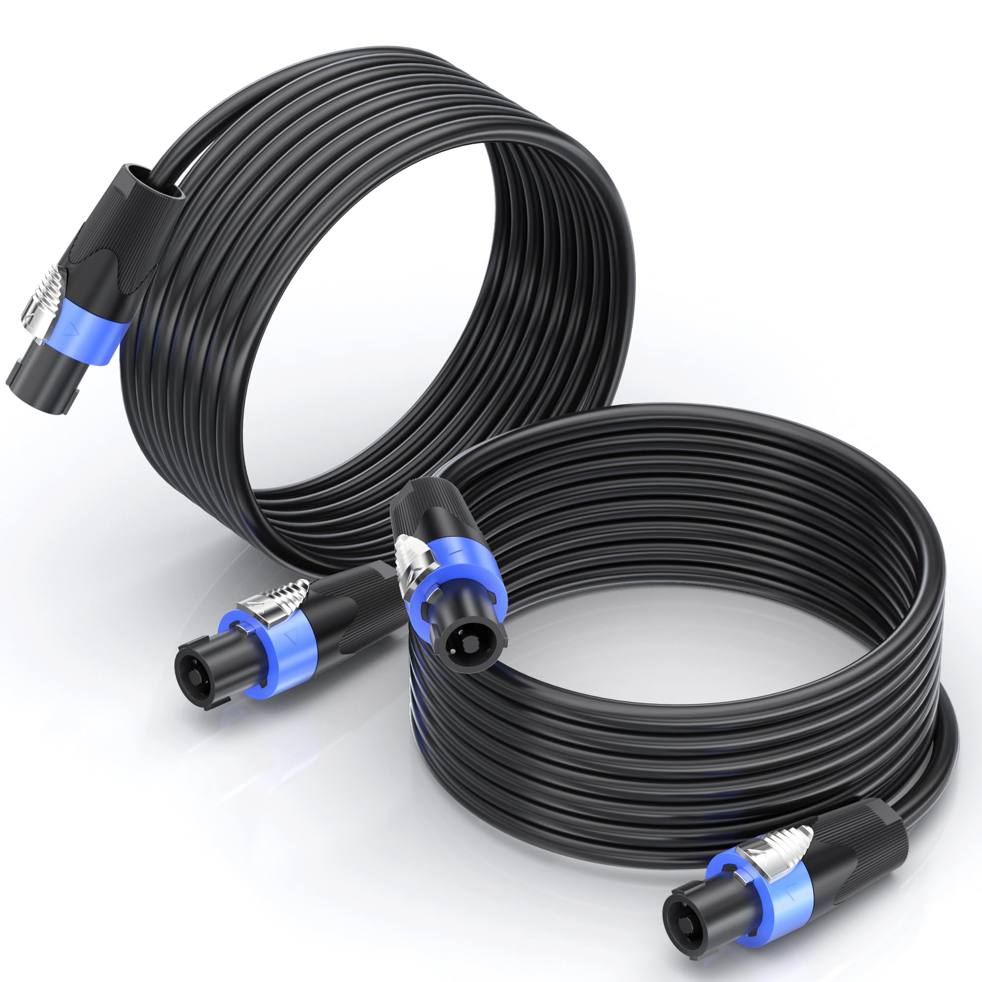 Jumwa 2pack 5M Speakon Cables with Twist Lock for Audio Amplifier 15AWG 2 Wires Speaker Cables for DJ/PA Heavy Duty Audio