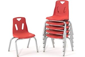 Berries Jonti-Craft 8142JC6008 Stacking Chairs with Chrome-Plated Legs, 12" Height, Red, Pack of 6