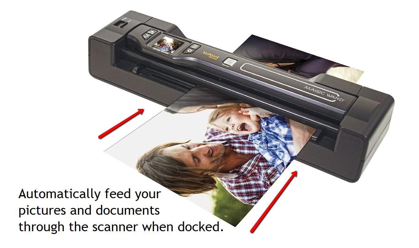Vupoint Magic Wand Document/Photo 2-in-1 Portable Scanner & Auto-Feed Dock, 1.5 Preview LCD with 1200 DPI, Rechargeable Battery (PDSDK-ST470PU-VP)