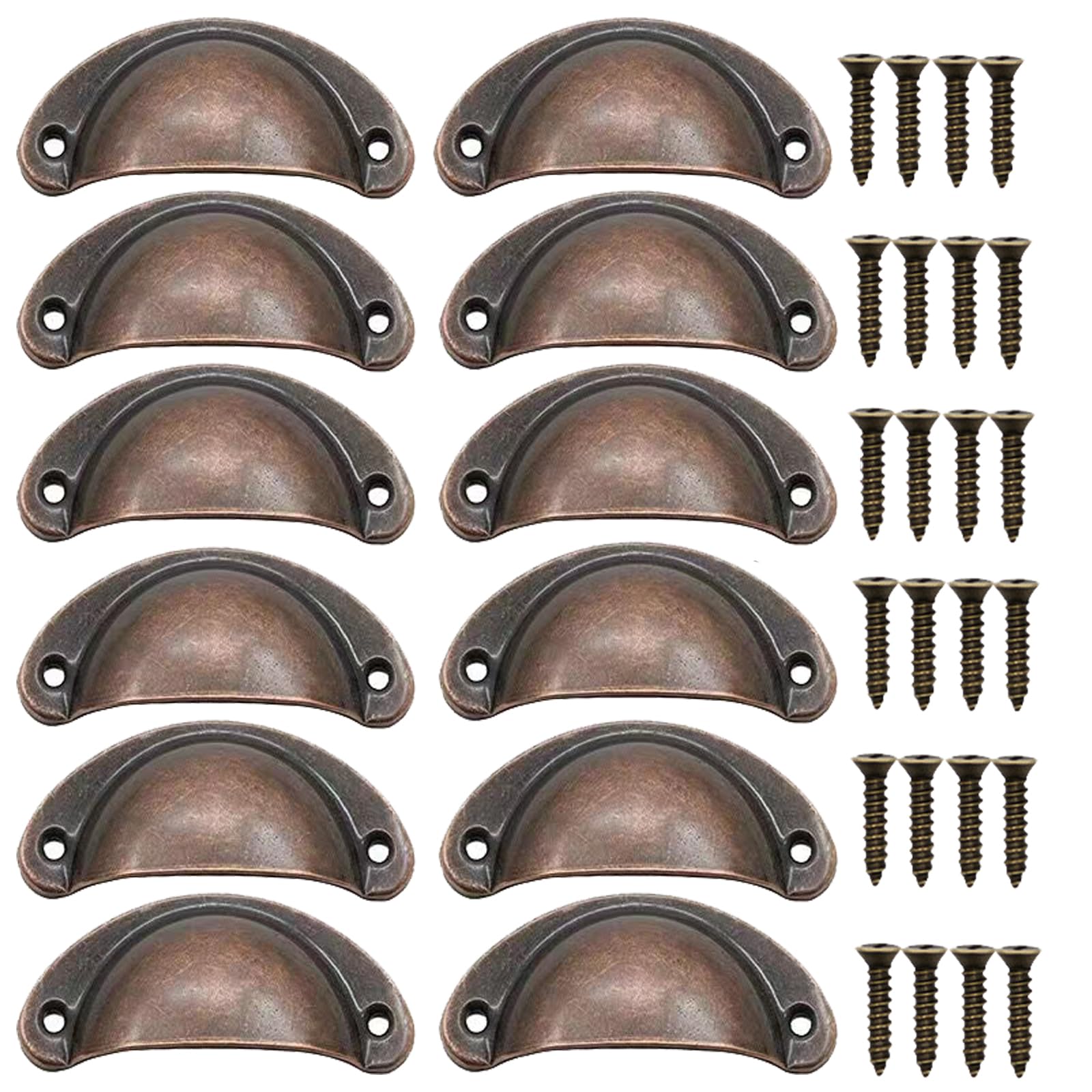 WUDQIJI Shell Handle Furniture Handles Pack of 12 Vintage Handles Drawer Handles Cabinet Drawer Handle Antique Vintage Cabinet Handles with Screws for Cabinet Chest of Drawers Wardrobe Drawer (81 x 35