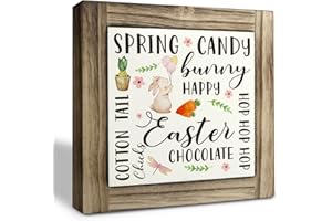 XJCUG Spring Wood Sign, Box Wood Plaques Desk Décor, Spring Season List, Tabletop Decor, Farmhouse Decor, Rustic Home Decor, Freestanding Easter Decor, Spring Party Decor Ornaments, Kids Room Decor