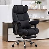 Efomao Big and Tall Office Chair with Footrest - Breathable Mesh Executive Chair, Heavy Duty Computer Desk Chair for Home Office, Ergonomic Lumbar Support & Reclining Mesh Gaming Chair, Black