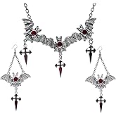 ZZ ZINFANDEL Vintage Gothic Spider Necklace Earrings Set Halloween Crystal Spider Pendant Necklace Earrings Punk Style Reptile Animal Jewelry for Woman